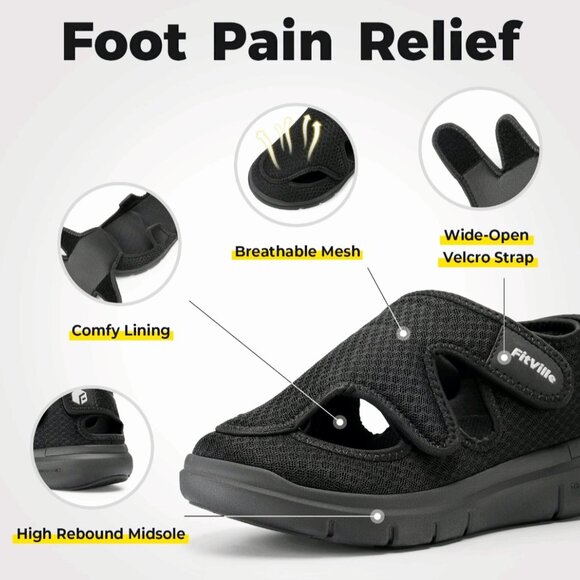 FitVille Mens "EasyTop V5" Recovery Sandal Shoes- Casual Walking- Size: 10W - Picture 15 of 17